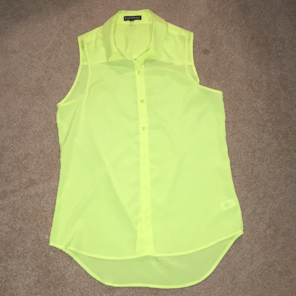 Sleevless neon yellow Express shirt